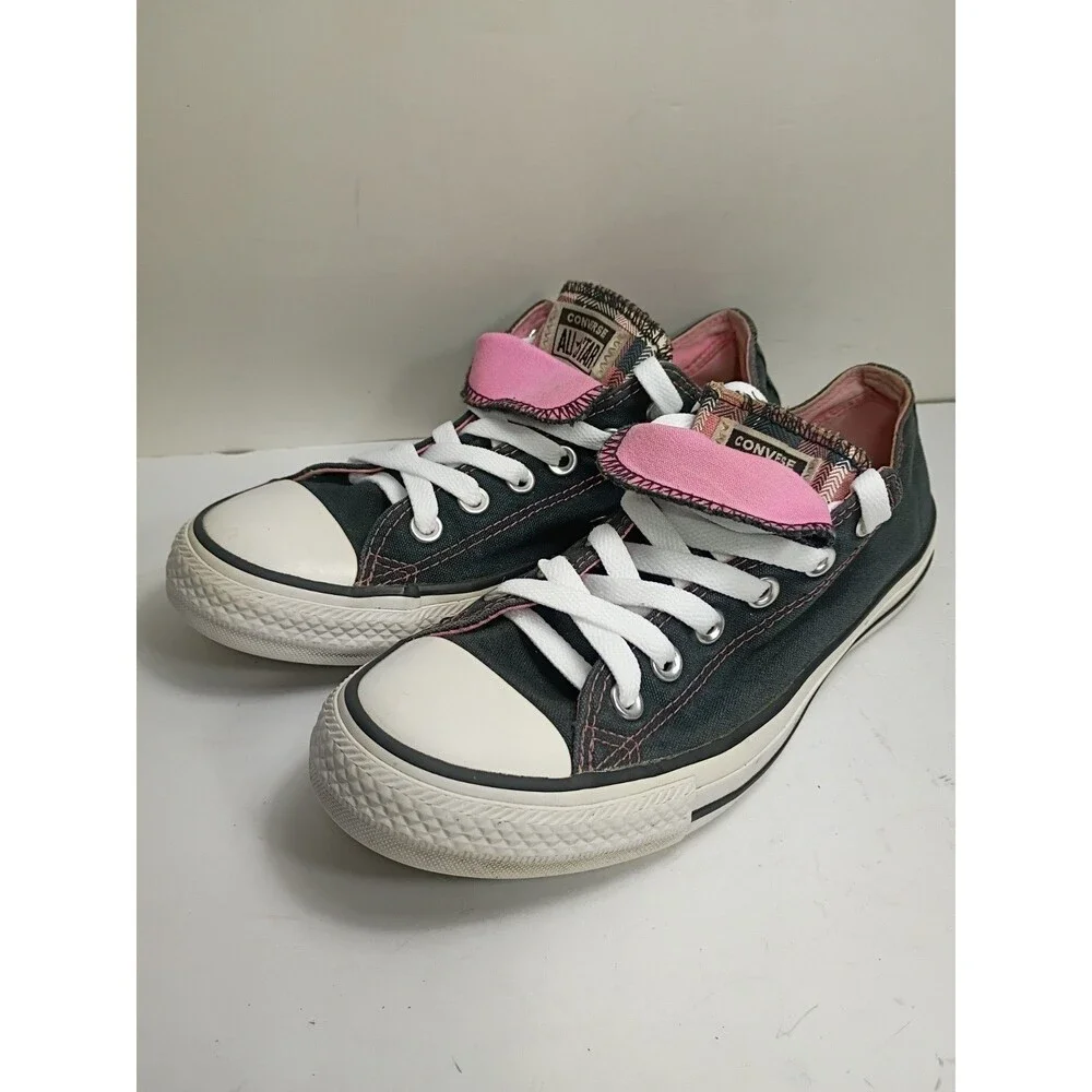 Converse Womens Chuck Taylor Dble Tongue Sneakers Low Size 9 Black Pink 550464F